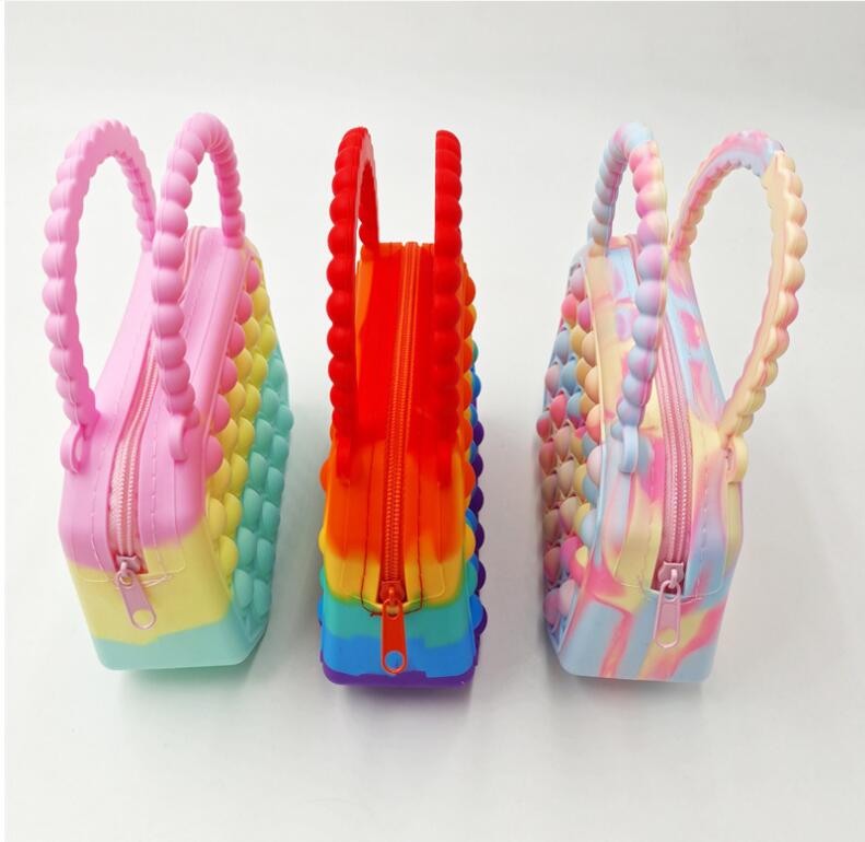 Pop Fidget Toys It Silicone Push Bubble Crossbody Bag Sensory Reliver Stress Autism Adults Kids Handbag Coin Pouch Purse Gifts