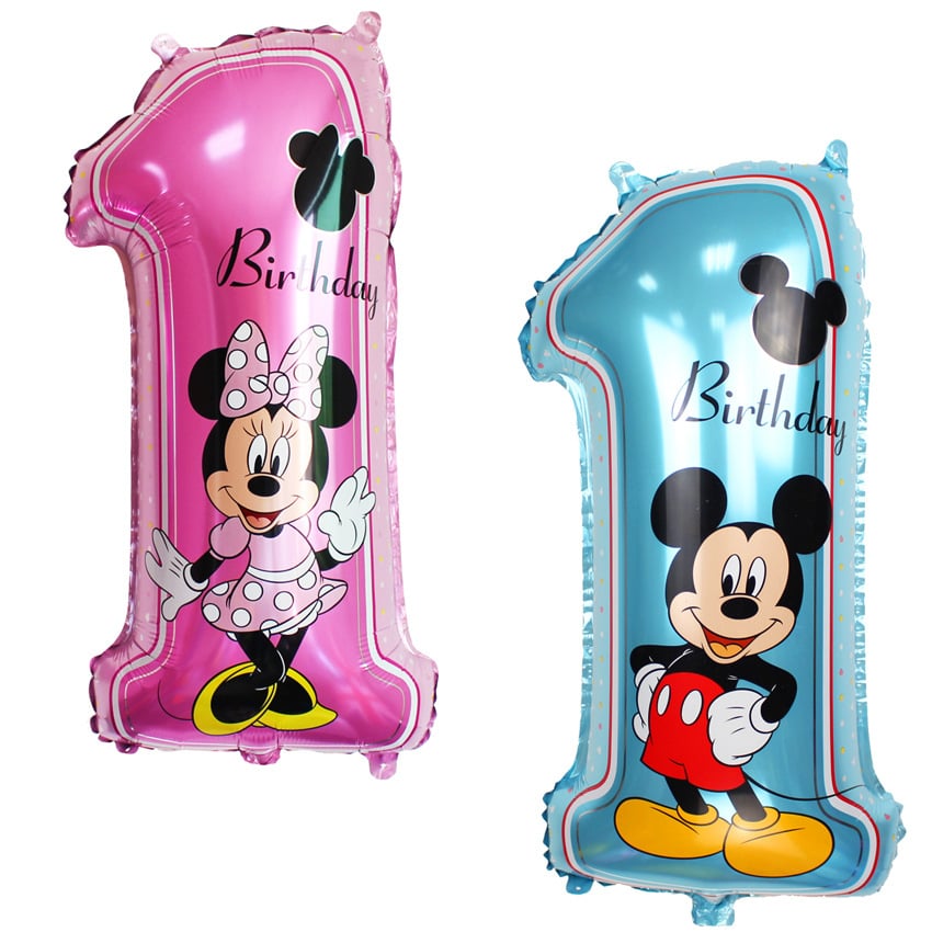 Happy birthday decoration balloon pink Blue baloon Number Helium Foil Balloons Baby 1st Birthday latex balloons