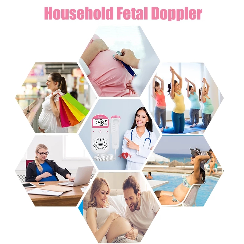 Fetal Doppler Ultrasound Baby Heartbeat Detector Home Pregnant Doppler Baby Heart Rate Monitor Pocket Doppler monitor 3.0M