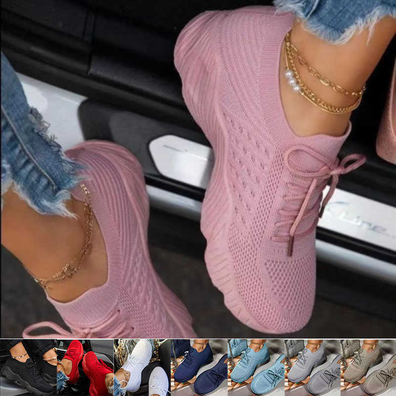 Sneakers Shoes Fashion Breathable Lace Up Platform Women vulcanize Shoes Summer Flat Mesh Sports Shoes Woman Running Shoes