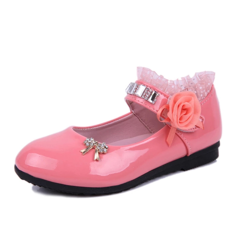 New Children Elegant Princess PU Leather Sandals Kids Girls Wedding Dress Party Beaded Shoes For Girls chaussure