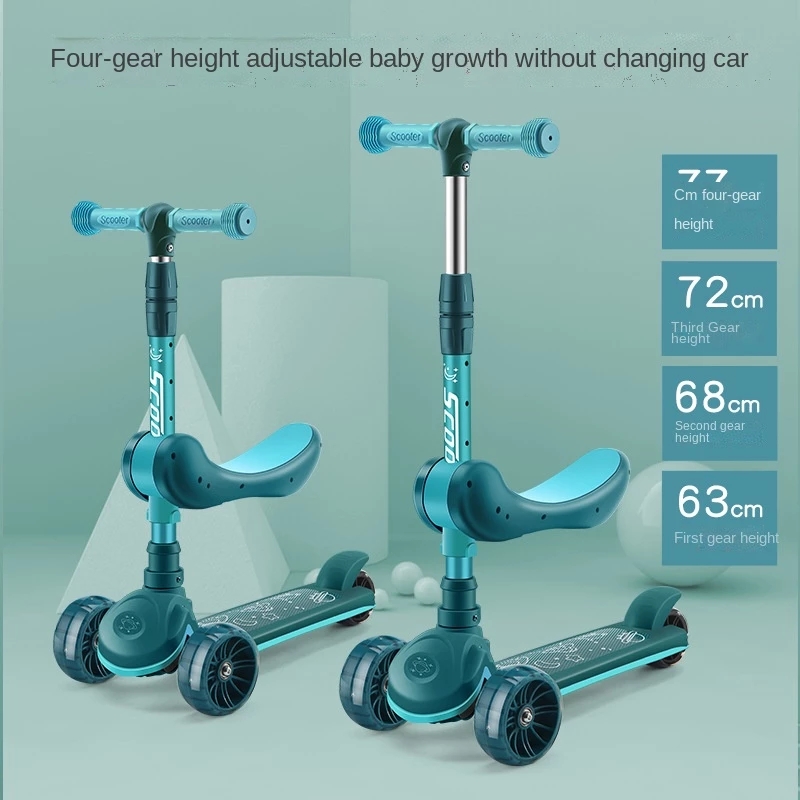 Children's Scooter 2-12 Years Old Can Sit Perambulator Music Three Four-Wheel Scooter Scooter Children Dropshipping