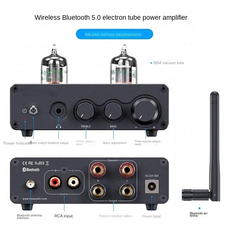 FosiAudio T20X Bluetooth 5.0 Electronic Tube Headphone Amplifier Lossless Stereo 2-Channel Amplifier