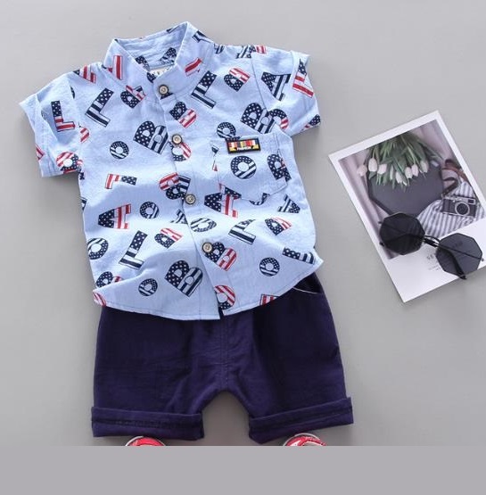 Stripe Shirt Tops+Shorts Baby Boy Clothes Gentlemen Short Sleeve Soft Cotton Toddler Outfits Set &