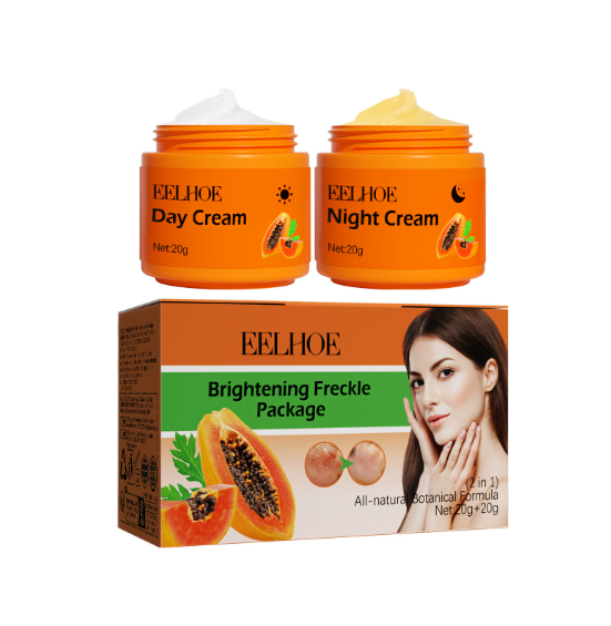 2pcs Whitening Freckle Cream Anti Pigment Dark Spot Corrector Lighten Skin Brightening Papaya Cream Day and Night Cream