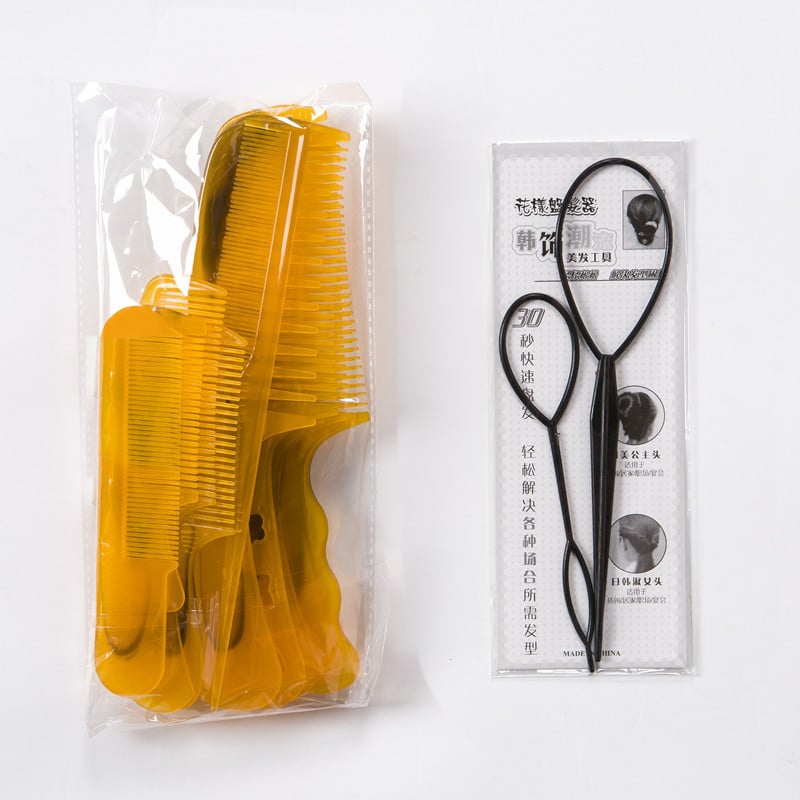 A Pack Of 10 Ox Tendon Combs Set In Yellow Anti-Static Thickened And Durable Ox Tendon Color