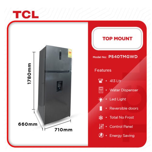 TCL 413L TOP MOUNT FRIDGE GREY