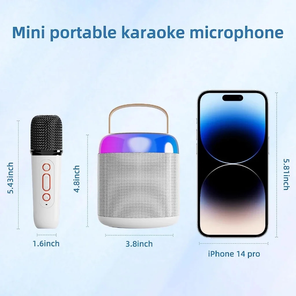 Bluetooth Wireless Portable Speaker Multi-function Karaoke Dual Microphone Music MP3 Player Karaoke Machine for Kids Adults