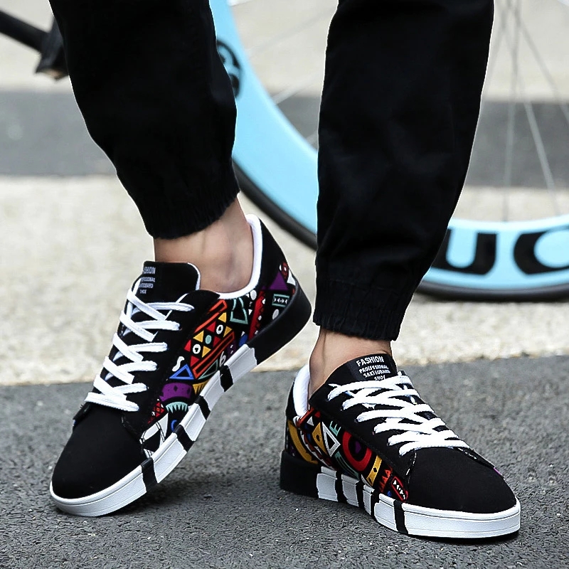 New Men Sneakers Casual Shoes Men Lovers Printing Fashion Flat Vulcanized Shoes chaussures pour hommes Women Sneakers