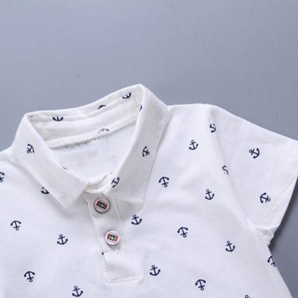 Ones boys summer new casual short sleeved t-shirt short pant clothing set baby kids polo shirt cotton suit
