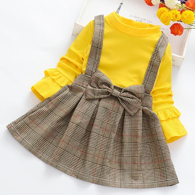 New Girls Dress Autumn Winter Cute Bow Long Sleeve Princess Dress for Girl Kids Party Dress 2 6 7 Years Kids Clothing Christmas