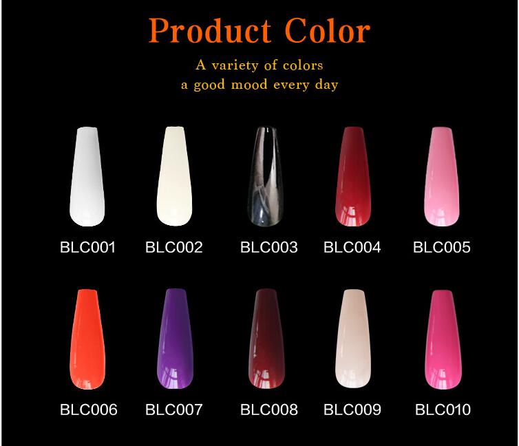 100 pieces solid color pointed false nail stickers long ballerina Multicolor false nails