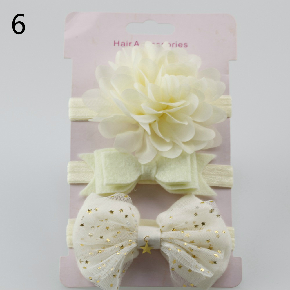 Fashion Korean Flower Hair Band Child Bow Three Piece