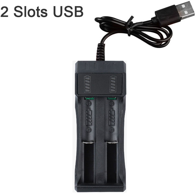 18650 Battery Charger 1 / 2 Slots Dual For 18650 Charging 4.2V Rechargeable Lithium Battery Charger Black 2slot only chager