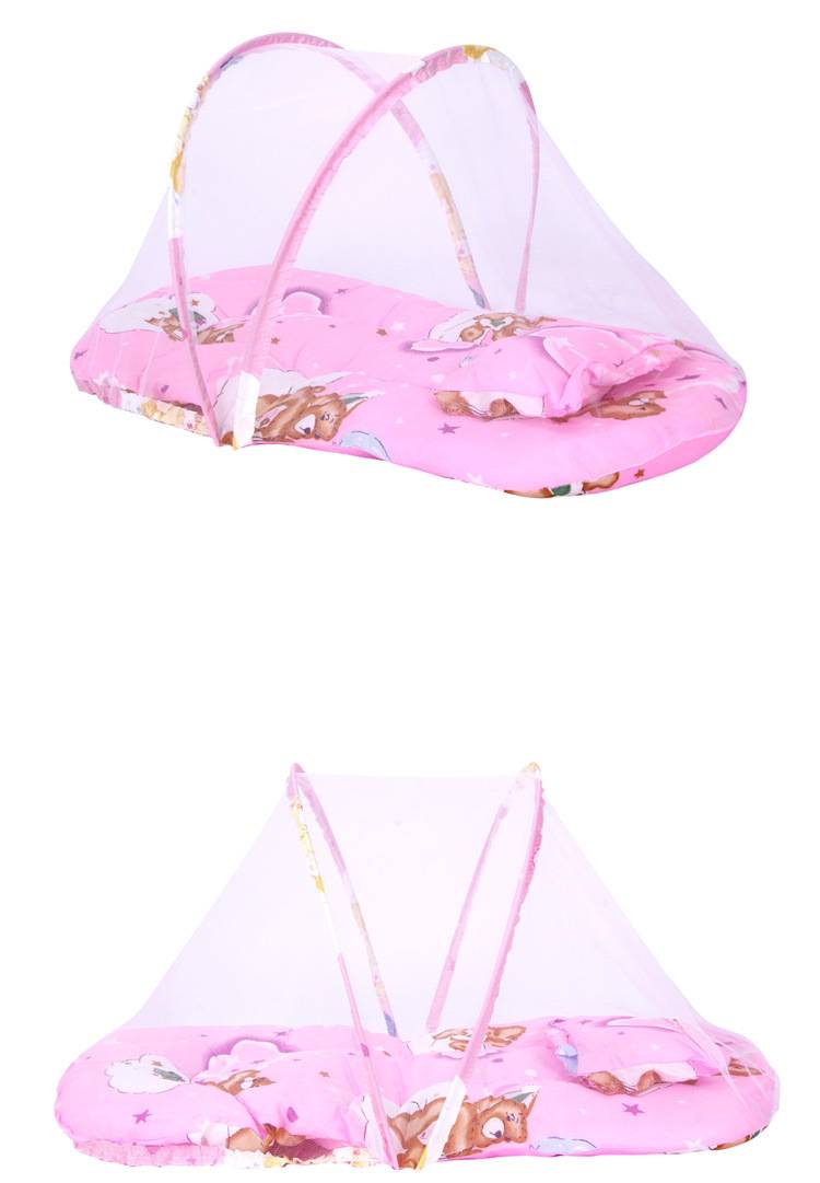 New Summer Baby Mosquito Insect Cradle Net With Portable Folding Canopy Cushion+Cute Pillow Mattress Infant Bedding Accessories