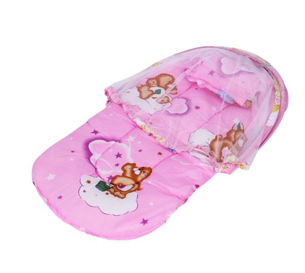 New Summer Baby Mosquito Insect Cradle Net With Portable Folding Canopy Cushion+Cute Pillow Mattress Infant Bedding Accessories