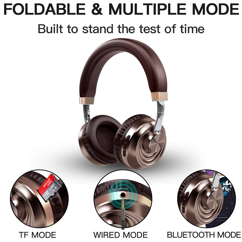 Wireless Headphones Bluetooth 5.0 Headset with Mic Over Ear Sports Running Earphone Support SD card for Phone Pc Lattop Mp3 TV