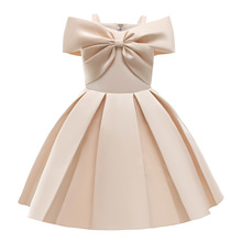 New Girl Child Kaftan Dress Fashion Sweet Bow Sleeveless Solid Color Abaya Dubai Lace Children's Princess Dresses