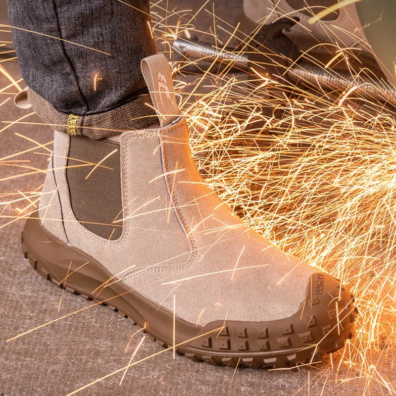 2025 new labor protection shoes anti impact anti puncture men's anti slip rubber sole wear resistant work safety shoes