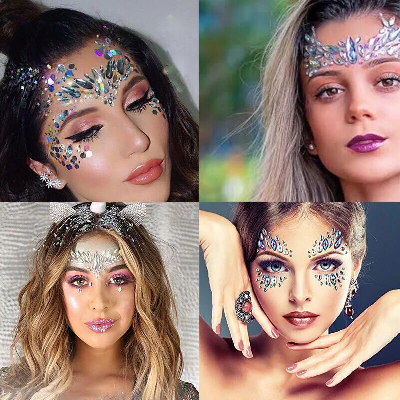 3D Sexy Face Tattoo Stickers Face Decoration Temporary Tattoos Glitter Fake Tattoo Rhinestones For Woman Party Face Jewels Tatoo