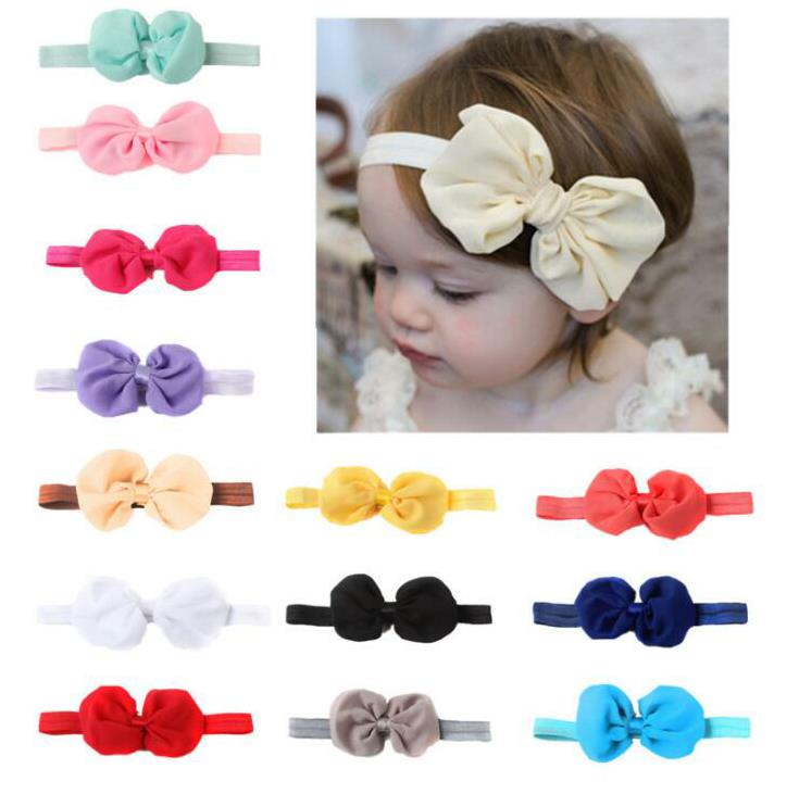 Fashion Bow Headband elastic belt Chiffon baby children jewelry baby hair band baby hair headdress