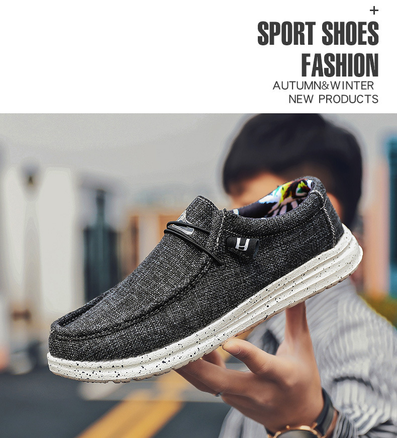 Spring Business Fashion Large Leisure Dad Shoes Denim Canvas Sewing Simplicity Soft Bottom Slip-on Holiday Sailing Men's Shoes