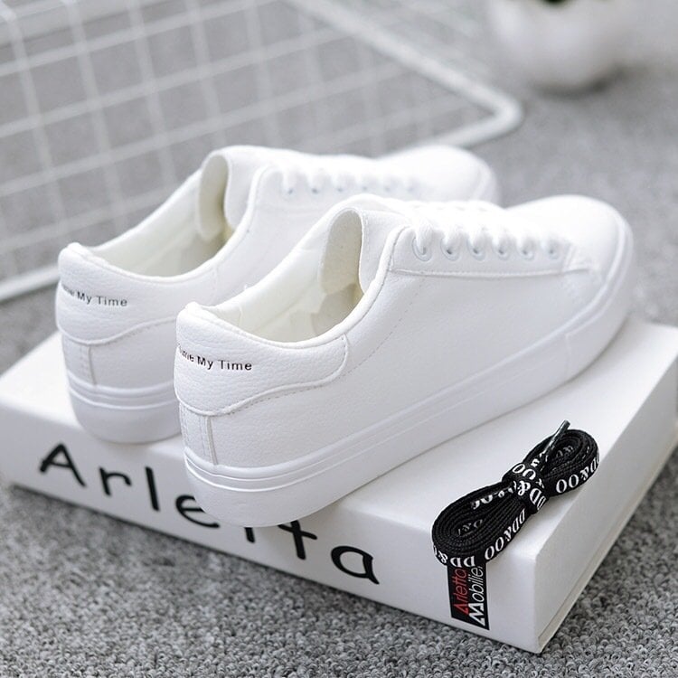 Little white shoes, women's leather flat running shoes, sports shoes, breathable women's board shoes
