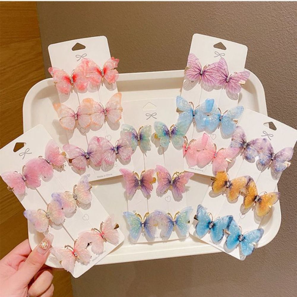 6Pcs/Set Colorful Butterfly Hairpins Girl Hair Clips Barrettes Women Sweet Hair Ornament Headwear Fashion Hair Accessories