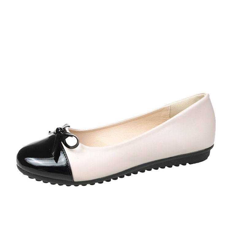 Round headed flat bottomed fashion casual plus size women's shallow mouth casual bow tie women's single shoes
