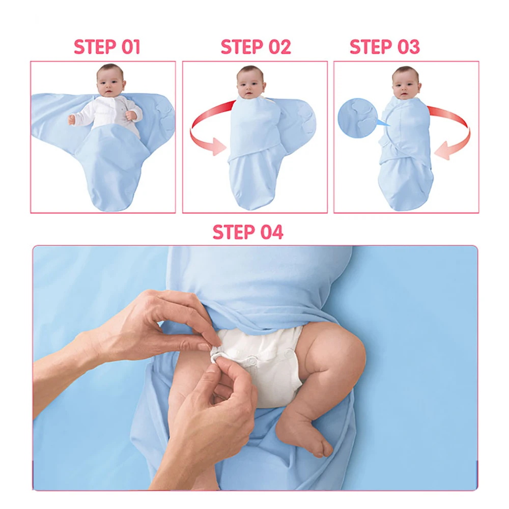 2PCS Cotton Newborn Sleepsack Baby Swaddle Blanket Wrap Hat Set Infant Adjustable New Born Sleeping Bag Muslin Blankets 0-6M