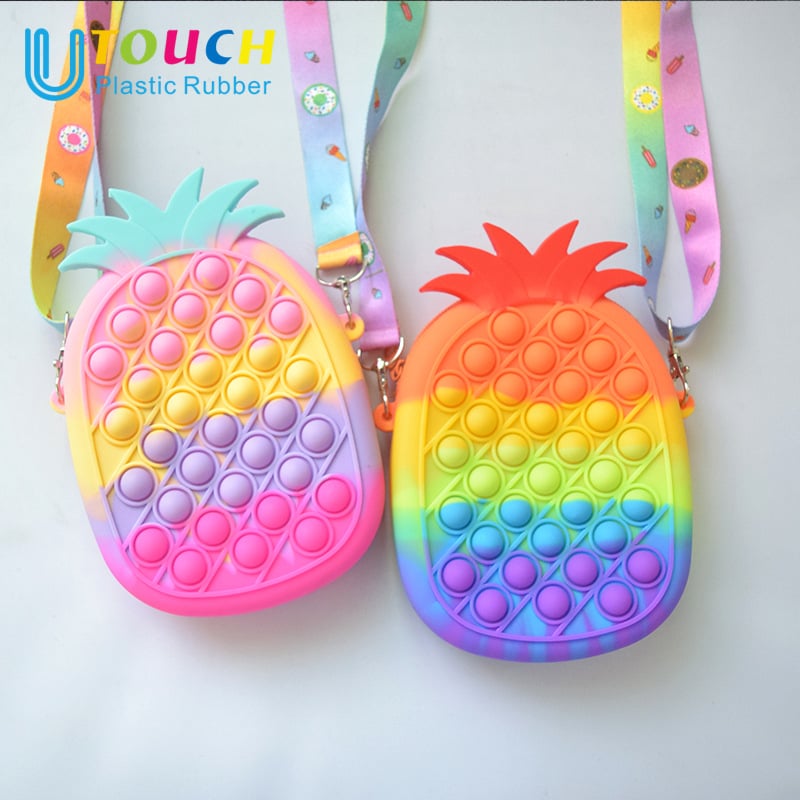 Cute Popper Sensory Popet Silicone Push Bubble Stationery Storage Bag Popite Antistress Coin Purse Fidget Toy For Kids Children