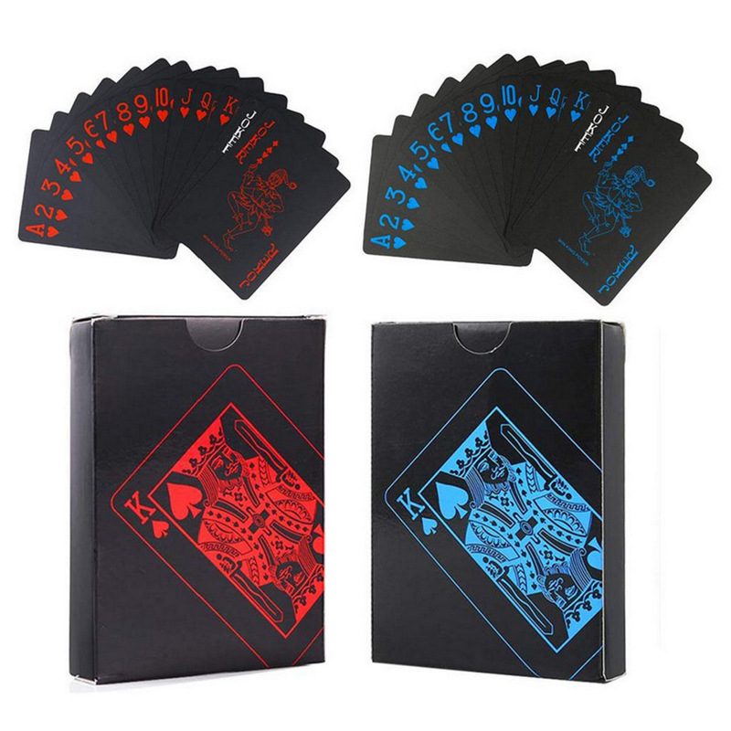 54pcs/1 box Creative Personalized Colorless Playing Cards Black PVC Waterproof Playing Cards