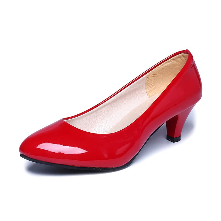 new black round toe high heels stiletto shallow mouth single shoes women professional leather shoes