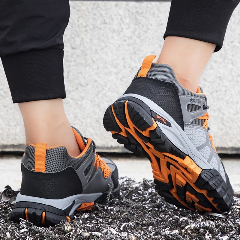 Men's steel toe safety shoes, anti impact and anti stab construction work shoes, wear-resistant hiking labor protection shoes