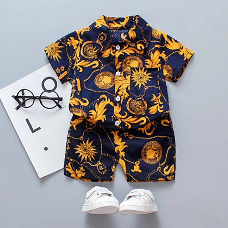 Children's short-sleeved shirt boys summer shorts shrimp skin cross-border e-commerce suit Southeast Asia short-sleeved
