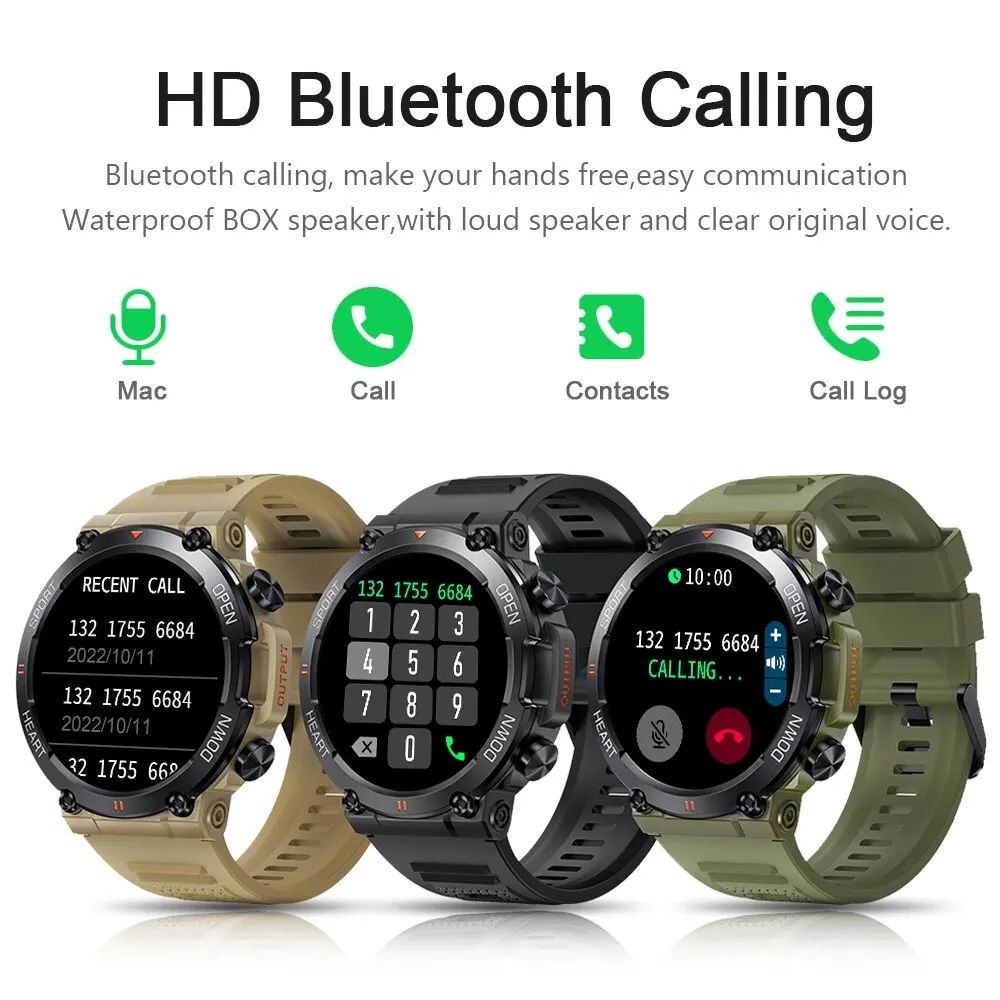 1.39 Inch HD Bluetooth Call Smart Watch Men Sports Fitness Tracker Heart Monitor 400mAh Smartwatch For XIAOMI Android IOS K56
