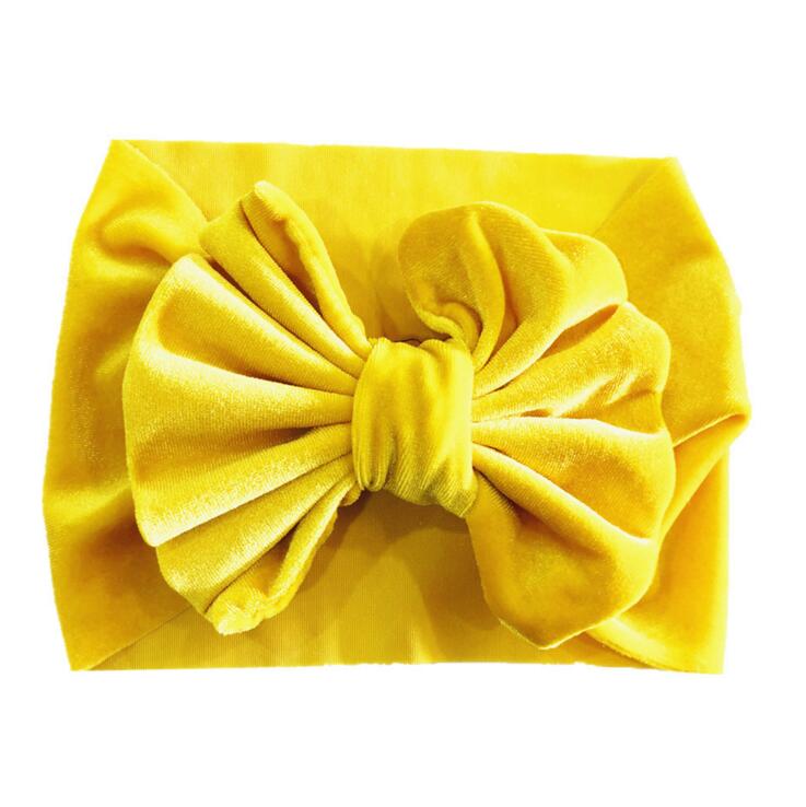 Kids Velvet Bow Turban Headband Baby Elastic Hair Wrap Knot Big Bowknot Hair Accessories Festival Headwear Gift