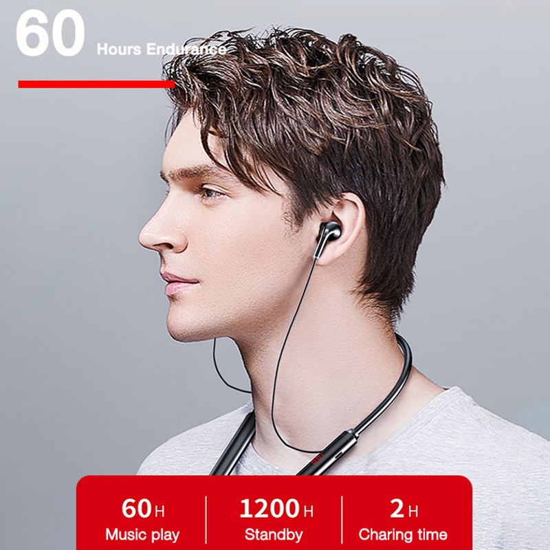 60 Hours Endurance Bluetooth Headphone Neckband Earphones Wireless Headphones Bass Stereo Headset Noise Cancel TF Card