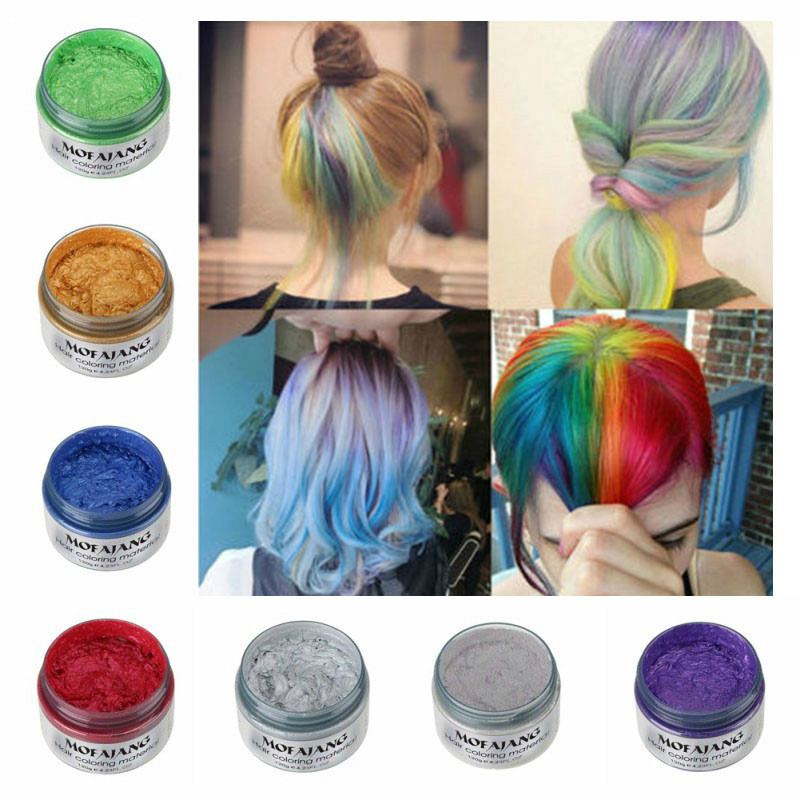 120g Unisex Hair Color Wax Mud Hair Dye Molding Hair Styling Coloring Paste Grandma Grey Green Hair Dye Wax Ceam Harajuku Style
