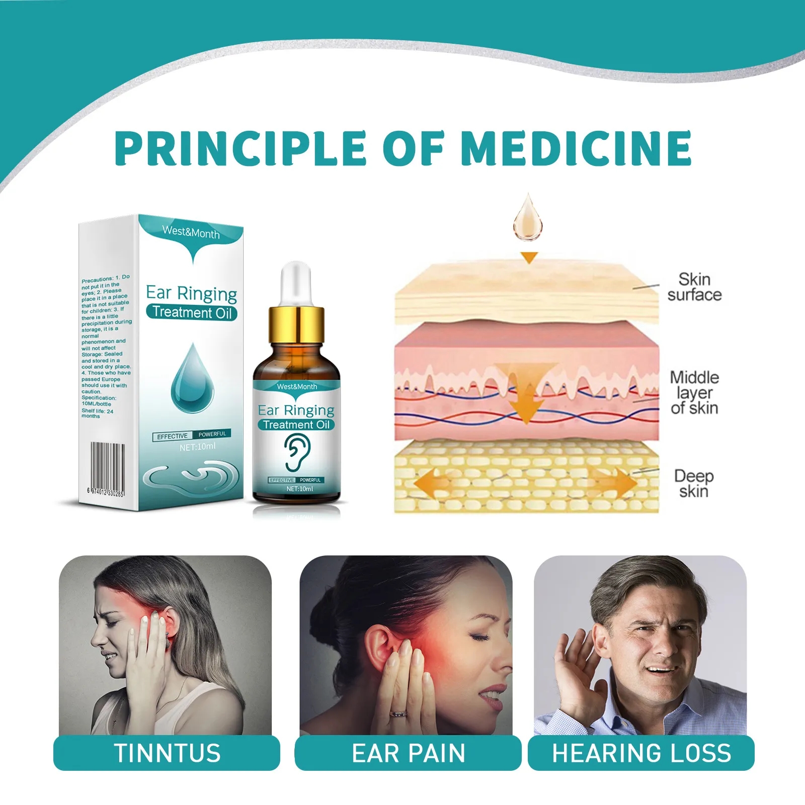 Ear Ringing Relieving Drops Relieve Deafness Tinnitus Itching Earache Health Care Treatment Ear Hard Hearing Tinnitus Oil 10ml