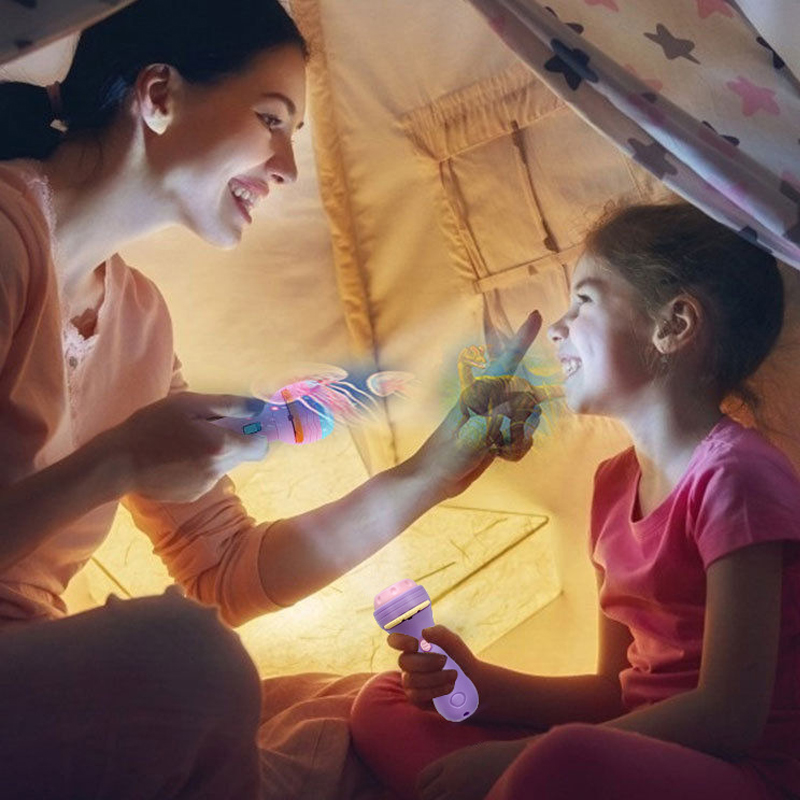 Flashlight Projector Baby Sleeping Story Book Torch Lamp Flashlight Projector Toy for Kid Holiday Birthday Early Education Toy