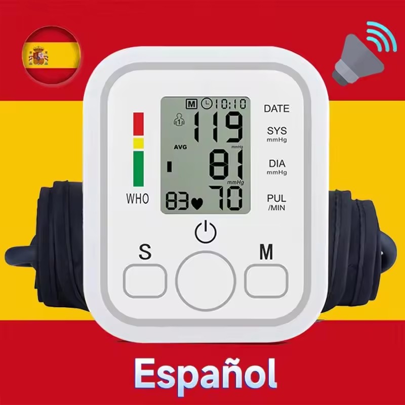 French Voice Digital Arm Blood Pressure Meter Medical Pressure Tonometer Tensiometer Baumanometer Pulse Sphygmomanometer