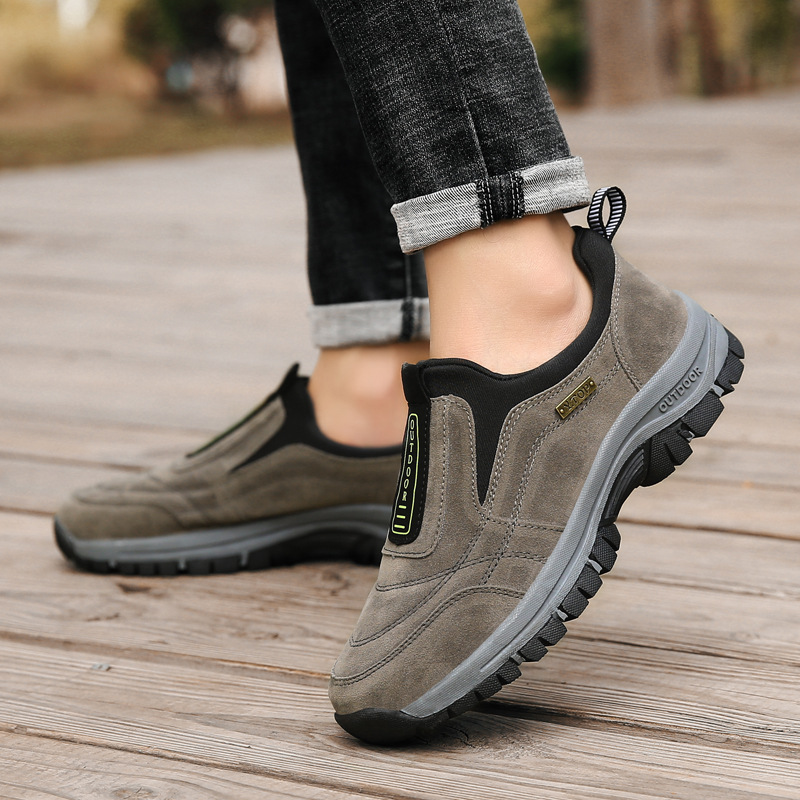 Comfort Outdoor Sports Shoes Sneakers Slip-on Suede Hiking Shoes for Men