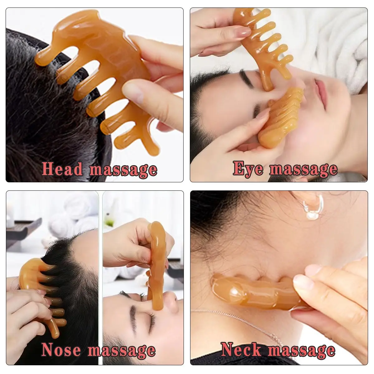 Resin GuaSha Scraping SPA Massage Tool 4 in 1 Kit for Facial Neck Arms Body Legs Back Gua Sha Board Acupoint Face Eye Care