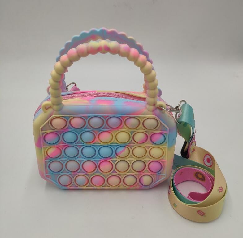Pop Fidget Toys It Silicone Push Bubble Crossbody Bag Sensory Reliver Stress Autism Adults Kids Handbag Coin Pouch Purse Gifts