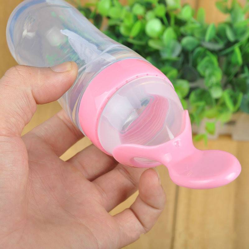 Baby Cereal Bottle Silicone Bottle Squeeze Spoon Child Food Supplement Bottle
