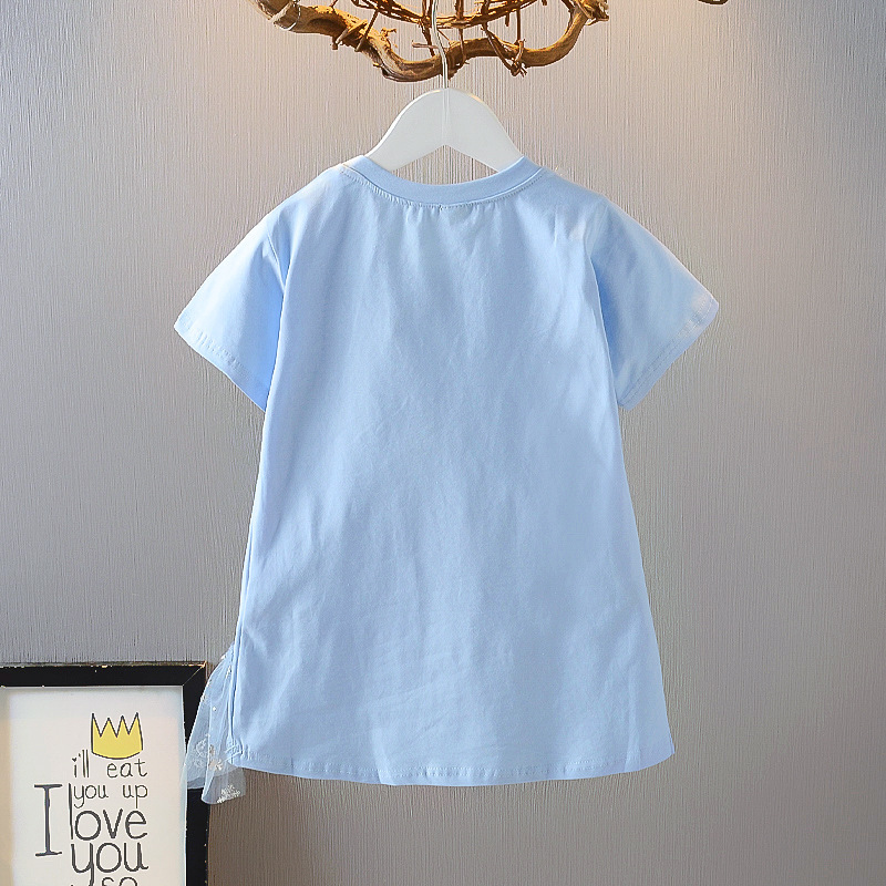 Princess Elsa Dress Anna Dress T-shirt Dress Summer Short Sleeve Ice and Snow Romance Cartoon Travel Mid length T-shirt