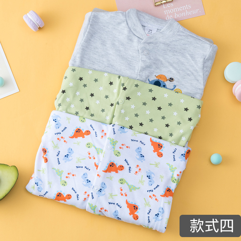 0- December Foreign Trade Children's Bodysuit Baby Cotton Underwear Newborn Romper Gift Box Three Piece Set
