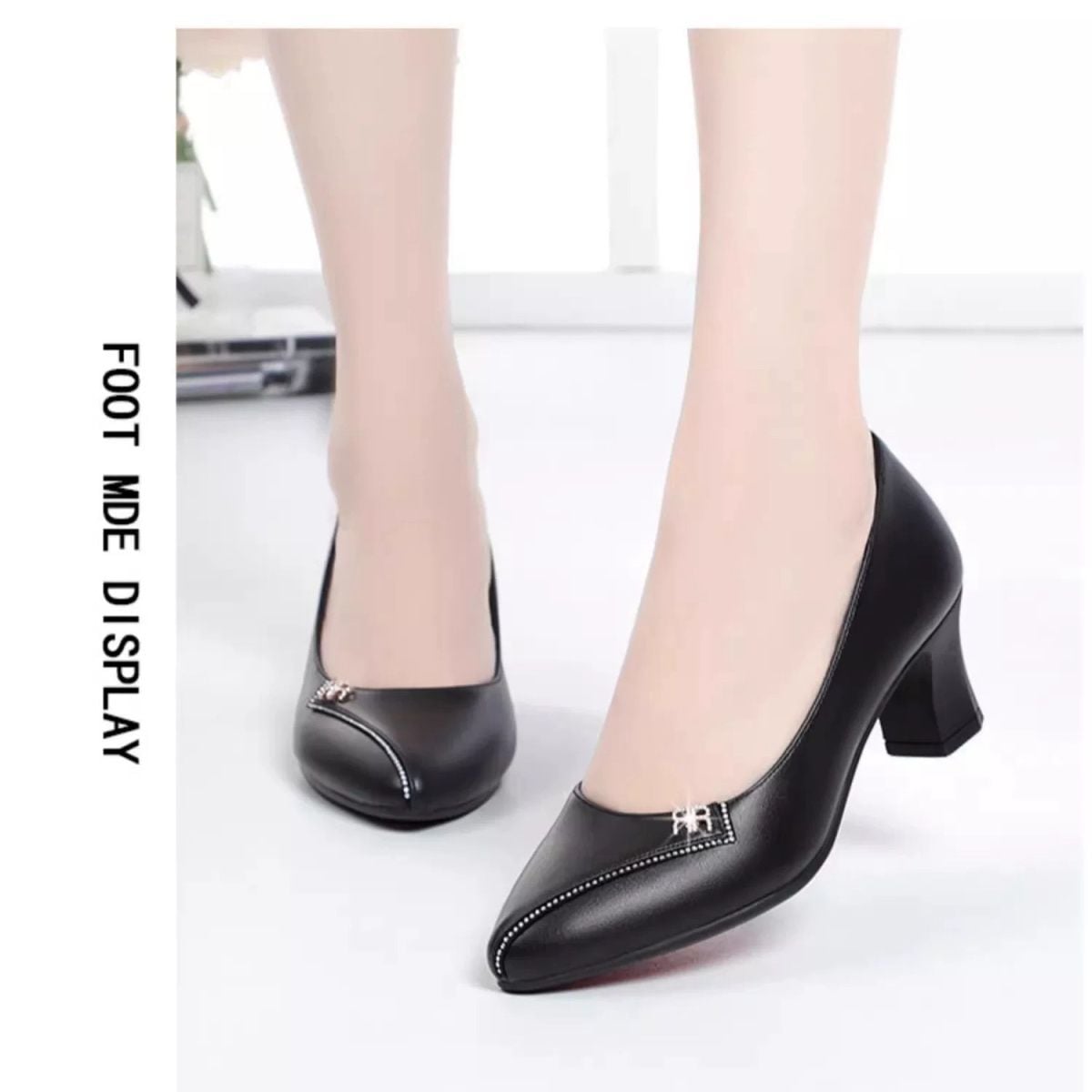 Thick Heeled Single Shoes Women's New High Heeled Shallow Mouth Comfortable Genuine Leather Office Women Shoes