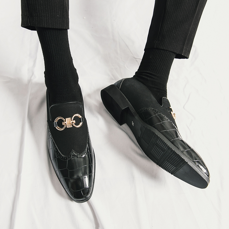 Autumn Green Loafers Men Slip-on Nubuck Leather Luxury Brand Thick Bottom Pointed Toe Fashion Designer Leather Shoes Casual